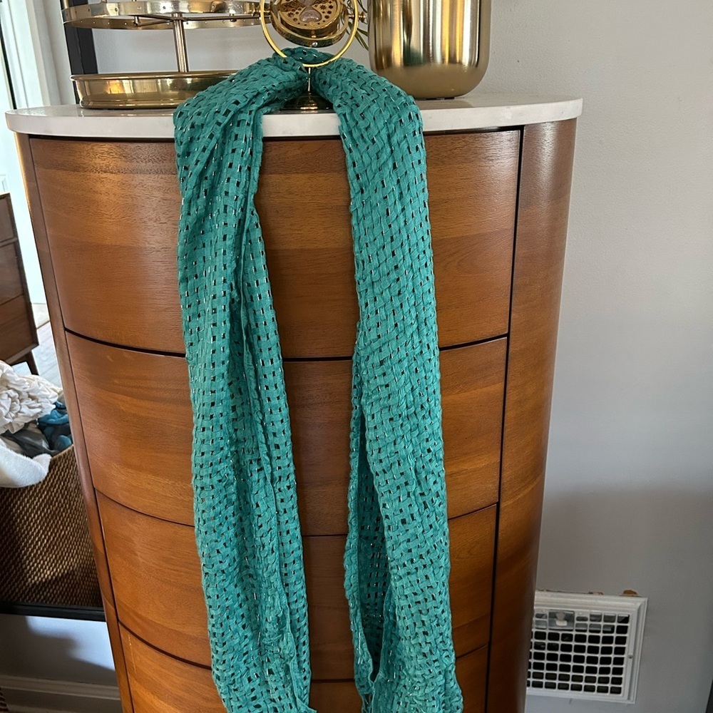 Chico's Green and Blue Knitted Scarf